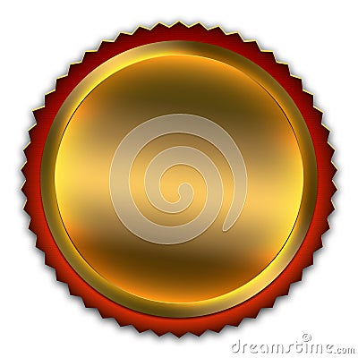 Red and gold money back guarantee or seal of quality label tags. Stock Photo