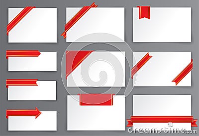 Red and Gold Tag with Corner Ribbon Vector Illustration