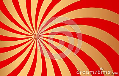 Red and golden rays of vector carnival background. Circus themed sunlight. Holiday abstract retro vector background Stock Photo