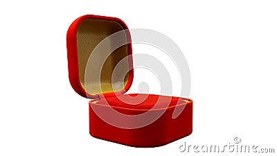 Red and goldish opened empty bijouterie gift on white, isolated - object 3D rendering Cartoon Illustration