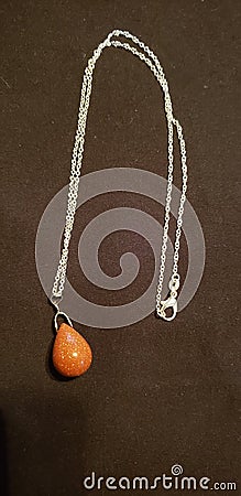 Red goldstone homemade Necklace Stock Photo