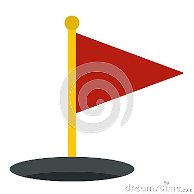Red golf flag icon isolated Vector Illustration