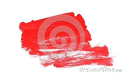 Red gouashe paint drawn with brush stroke Stock Photo