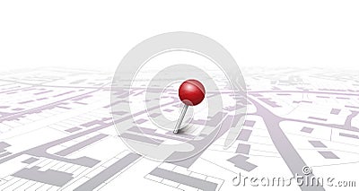 Red GPS navigator pointer on city map, navigation, logistics, geography, communication, transport, travel theme concept, location. Vector Illustration