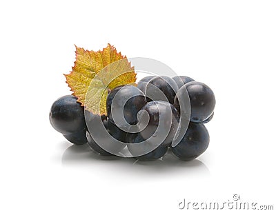 Red grape with green leaf isolated on white background. Stock Photo
