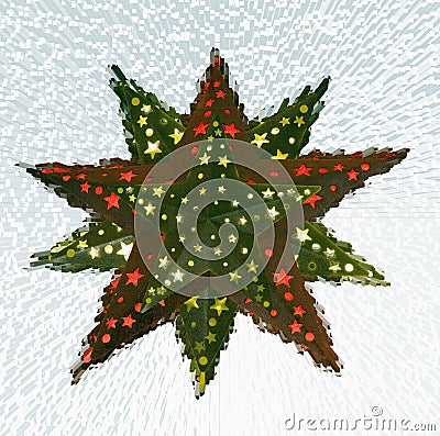 Red and green abstract extruded christmas stars Stock Photo
