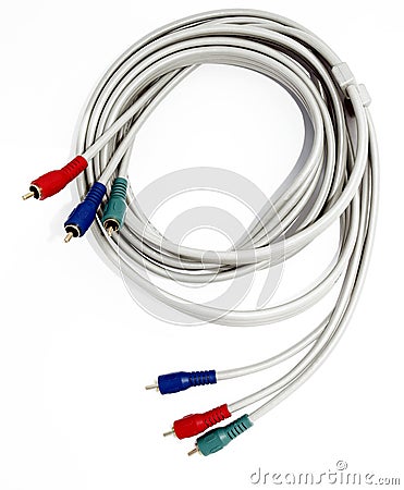 Red green and blue component cables Stock Photo