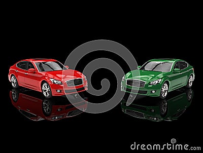 Red And Green Cars Stock Photo