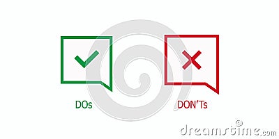 Red and green check marks like dos and donts Vector Illustration