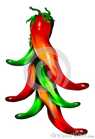 Red and Green Chili Peppers Illustration Stock Photo