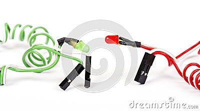 Red and green diodes isolated on white Stock Photo