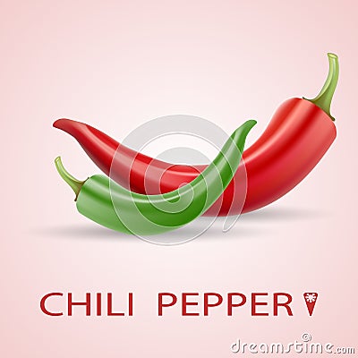 Red and green hot chilli peppers vector set. Vector Illustration