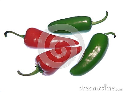 Red and green hot peppers Stock Photo