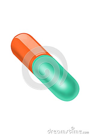 Red and Green Medicine Capsule Stock Photo