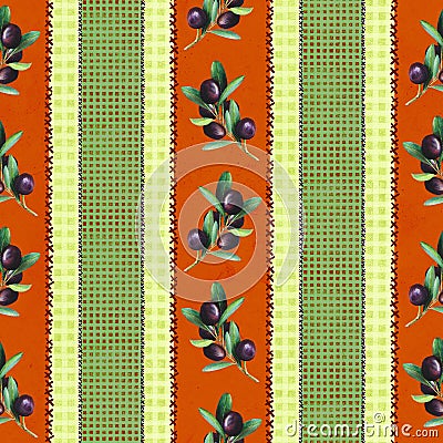 Red and green olive pattern Stock Photo