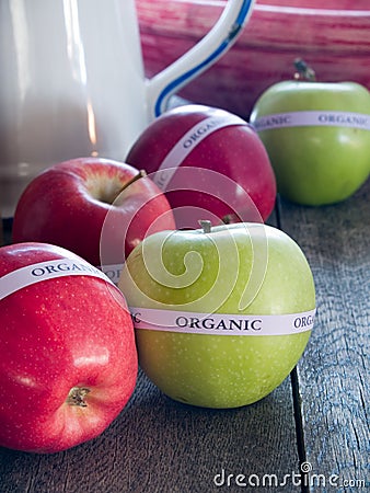 Red & green organic apples Stock Photo