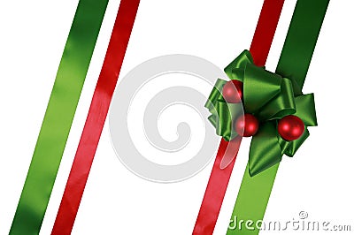 Red and green ribbons with bow Stock Photo