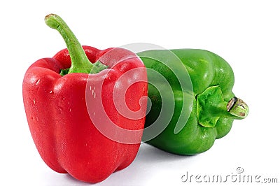 Red and green sweet pepper on a white background Stock Photo