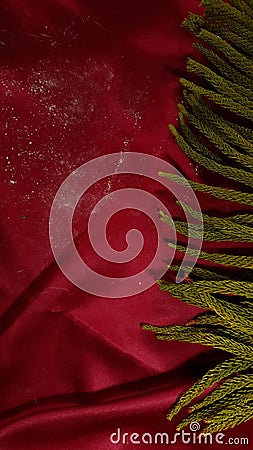 Red and green textile texture for christmas background, season Stock Photo