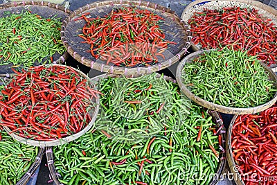 Red Green Thai Chili Stock Photo