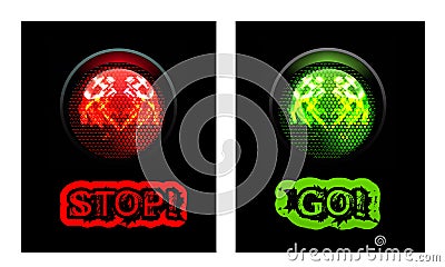 Red and green traffic light Vector Illustration