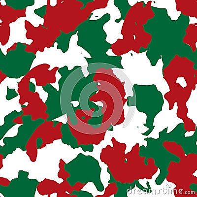 Red, green and white UFO Christmas camouflage Vector Illustration