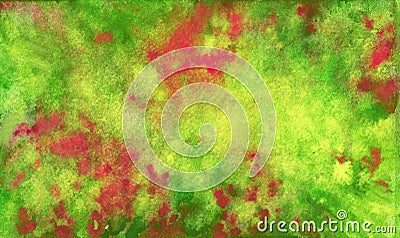 Red green yellow magenta background. Splashes and blends in watercolor Stock Photo