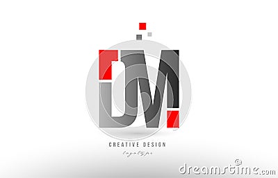 red grey alphabet letter dm d m logo combination icon design Vector Illustration