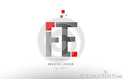 red grey alphabet letter fe f e logo combination icon design Vector Illustration