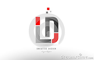 red grey alphabet letter ld l d logo combination icon design Vector Illustration