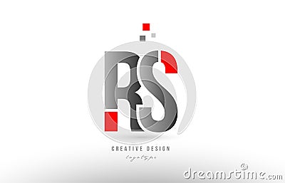 red grey alphabet letter rs r s logo combination icon design Vector Illustration