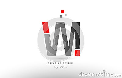 red grey alphabet letter vm v m logo combination icon design Vector Illustration