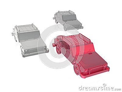 Red and grey cars Cartoon Illustration