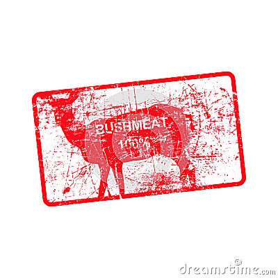 Red grunge dirty rubber stamp with a deer silhouette Vector Illustration