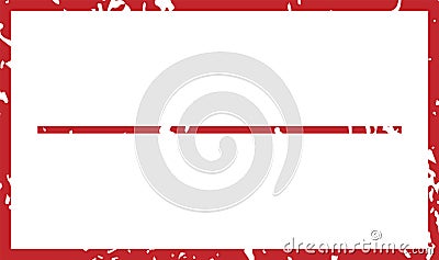 Red grunge rectangular rubber stamp frame featuring a horizontal line that divides the empty space, creating a Vector Illustration