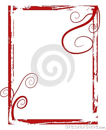 Red grunge swirls frame Vector Illustration