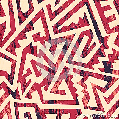 Red grunge tribal seamless pattern Vector Illustration