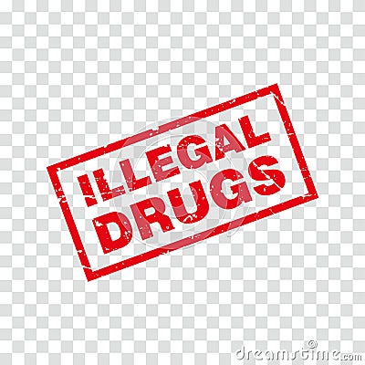 Red grungy illegal drugs stamps illustration vector Vector Illustration