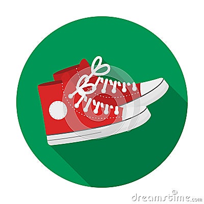 Red gumshoes icon in flat style isolated on white background. Hipster style symbol stock vector illustration. Vector Illustration