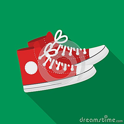 Red gumshoes icon in flat style isolated on white background. Hipster style symbol stock vector illustration. Vector Illustration