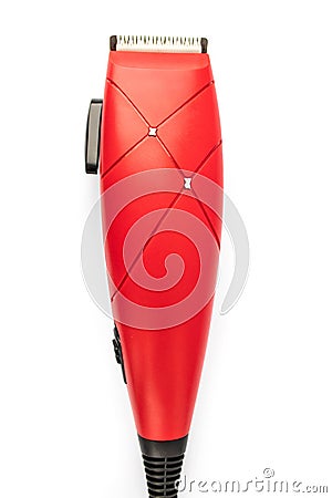Red hair clipper on a white background Stock Photo