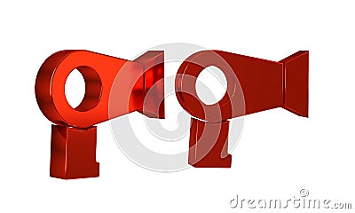 Red Hair dryer icon isolated on transparent background. Hairdryer sign. Hair drying symbol. Blowing hot air. Stock Photo