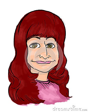 Proud Red Hair Woman Smiling Cartoon Caricature Stock Photo