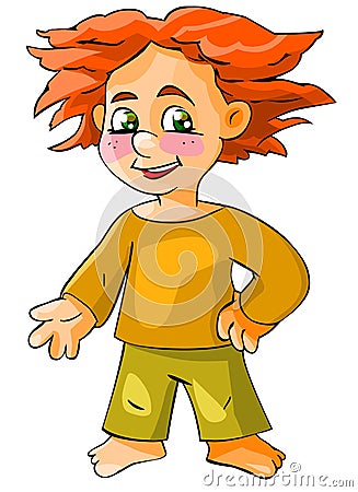 Red-haired boy Cartoon Illustration