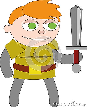 Red haired boy with a sword Stock Photo