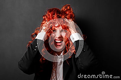 Angry businesswoman Stock Photo