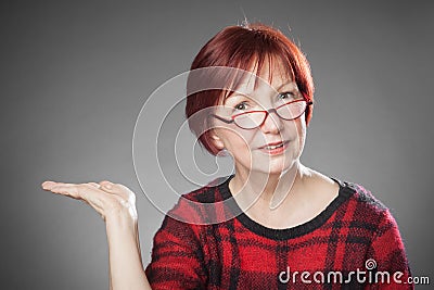 Red-haired woman, Portrait, Hand Stock Photo