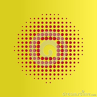 Red Halftone circles background, halftone dot pattern. Vector Illustration