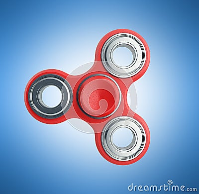 Red Hand Spiner 3d render on blue background Stock Photo