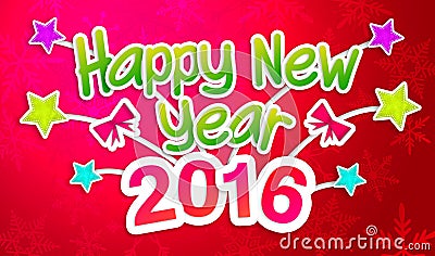 Red Happy New Year 2016 Greeting Art Paper Card Stock Photo